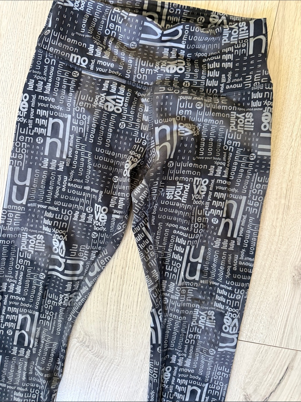 lululemon athletica Black and Gray Logo-Print women’s Leggings